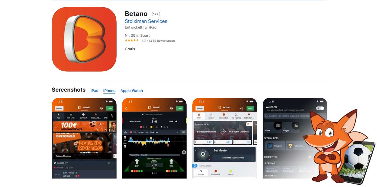 Betano Sportwetten App