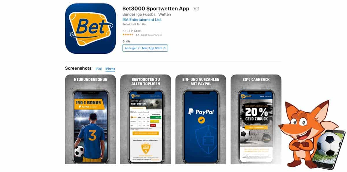bet3000 Sportwetten App