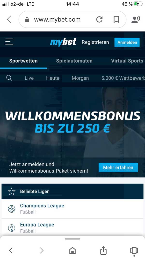 Mybet App Startseite
